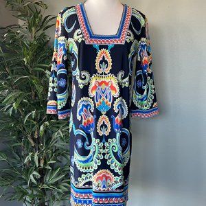 LAUNDRY by Shelli Segal Square Neck Paisley Mini Dress